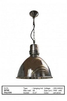 Falcon hanglamp antiek zilver
