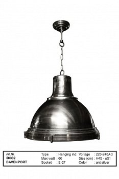 Davenport hanglamp antiek zilver - 1