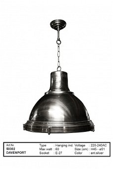 Davenport hanglamp antiek zilver