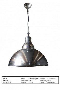 Seattle hanglamp antiek zilver - 1