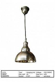 Dakota hanglamp antiek zilver