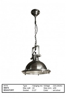 Beaufort hanglamp antiek zilver