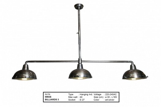 Billiards 3 hanglamp antiek zilver - 1