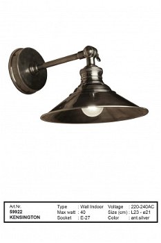 Kensington muurlamp antiek zilver - 1