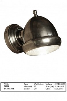 Eastgate muurlamp antiek zilver - 1