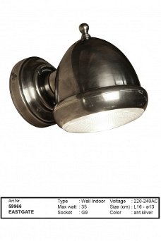 Eastgate muurlamp antiek zilver