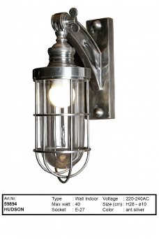 Hudson muurlamp antiek zilver