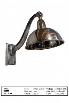 Halifax muurlamp antiek zilver