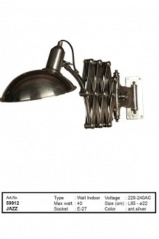 Jazz muurlamp antiek zilver