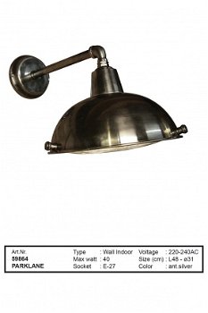 Parklane muurlamp antiek zilver - 1