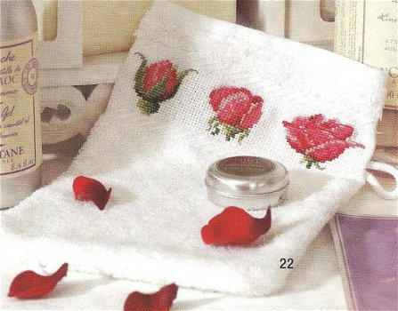 Borduurpatroon 7611 handdoekrand en washand met rozen - 2