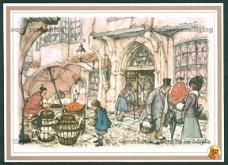 ANTON PIECK Verkoopster van levende ganzen tegenover poelier