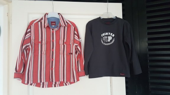 Pointer grijs shirt en rood grijze blouse maat 116 - 1