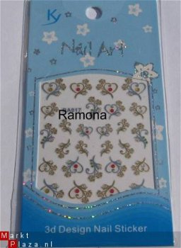 Zilver goud Strass Nagel stickers Hart Roos DA017 NAIL ART - 1