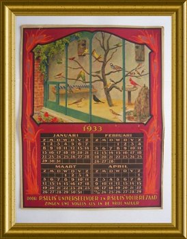 Oude reclame kalender uit 1932 : Sluis vogelvoer - 2