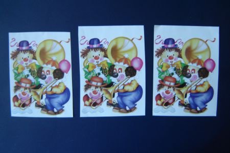 60 Setje 3d plaatjes CLOWNS / MUZIEK - 1