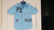 Salty Dog licht blauwe zomer blouse met grote print en borstzakjes maat 128