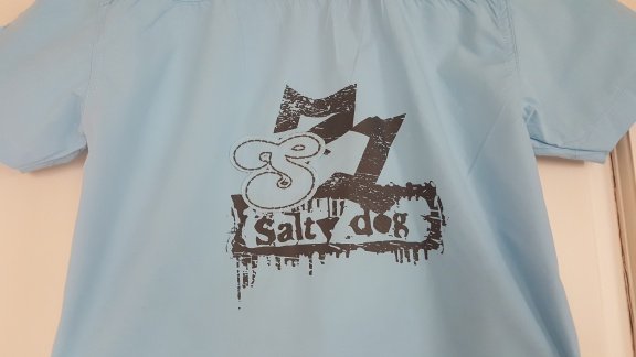 Salty Dog licht blauwe zomer blouse met grote print en borstzakjes maat 128 - 6