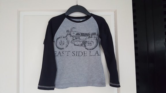 CKS grijs zwarte longsleeve met motor print maat 116 - 1