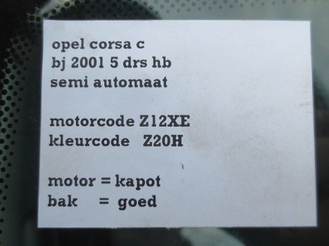 Opel Corsa C 1.2 Easytronic 5 drs 2001 Onderdelen - 7