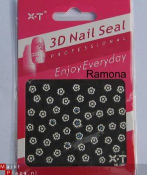 Mooie Witte 3D Nagel stickers met strass NL06 White nail art - 1