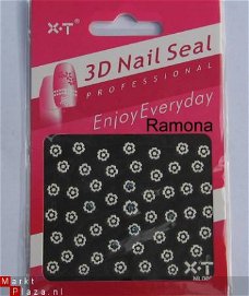 Mooie Witte 3D Nagel stickers met strass NL06 White nail art