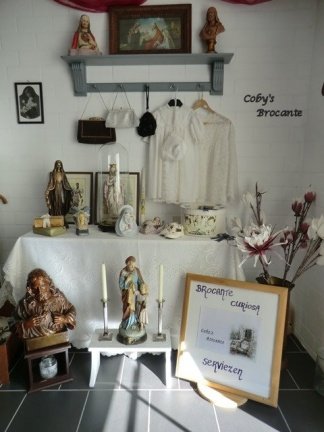 Brocante Heilig Hart borstbeeld op voet, authentiek - Afbeelding 4