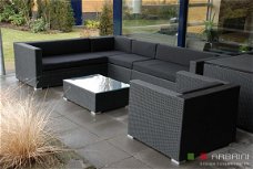 loungeset lounche set tuin terras zwart wicker aanbieding.