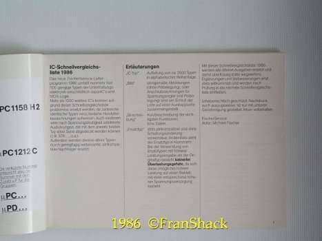 [1986] IC-Quick Reference List/Radio & TV, Fischer Service - 2