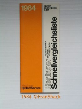 [1984] Quick Reference List, Fischer/Heniger Service - 1