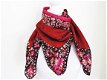 Sjaal van zijde in rood / roze batik, vierkant - 2 - Thumbnail