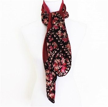 Sjaal van zijde in rood / roze batik, vierkant - 3