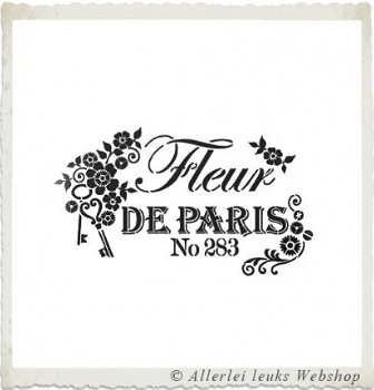 Sjabloon brocante Franse tekst Paris fleurs kroon 30 x 30cm - 4