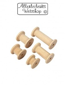 Brocante houten kleine klosjes naturel set 5 stuks 1-5cm