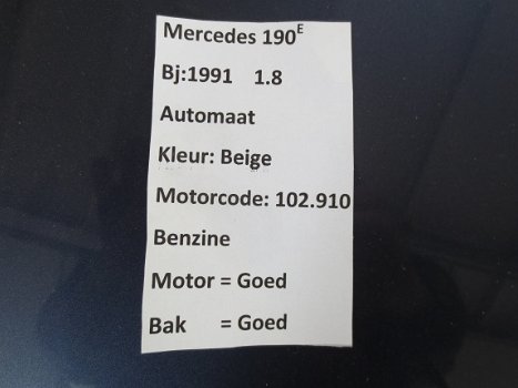Mercedes 190 E 1.8 benzine W201 Plaatwerk en Onderdelen - 7