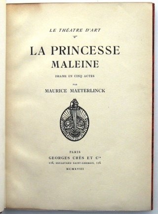 La Princesse Maleine 1918 Maeterlinck Fraaie band #807/1114 - Afbeelding 3