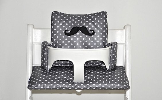 Gecoate kussenset/kussens voor de stokke tripp trapp kinderstoel 'Grey Polkadot' - 7