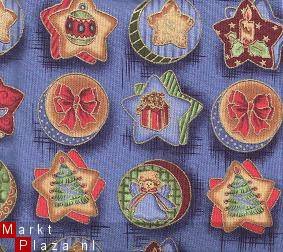 Quiltstof Kerststerren/Kerstballen ca. 56 x 50 cm - 1