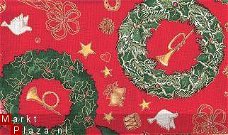 Quiltstofje Kerst Krans/duifjes 49 x 56 cm