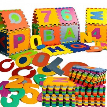 Foam puzzelmat 36 matten 86-delig alfabet en cijfers - 1
