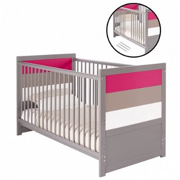 Babybox babybed kinderbed roze 2 in 1 meegroeibed - 1