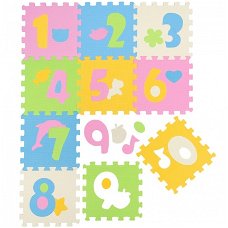 Foam puzzel matten cijfers 0 - 9 pastel kleuren