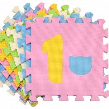 Foam puzzel matten cijfers 0 - 9 pastel kleuren - 3