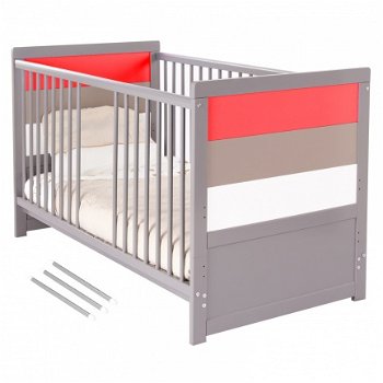 Babybox babybed kinderbed rood 2 in 1 meegroeibed - 3