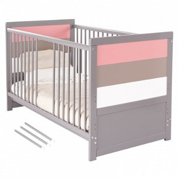 Babybox babybed kinderbed lichtroze 2 in 1 meegroeibed - 3