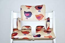 tripp trapp kussen gecoat ' Retro Birds'