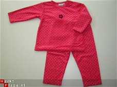 NIEUWE Badstof PYJAMA stippeltjes fuchsia maat 74 of 80