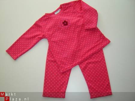 NIEUWE Badstof PYJAMA stippeltjes fuchsia maat 74 of 80 - 3