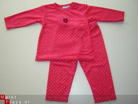 NIEUWE Badstof PYJAMA stippeltjes fuchsia maat 74 of 80 - 5