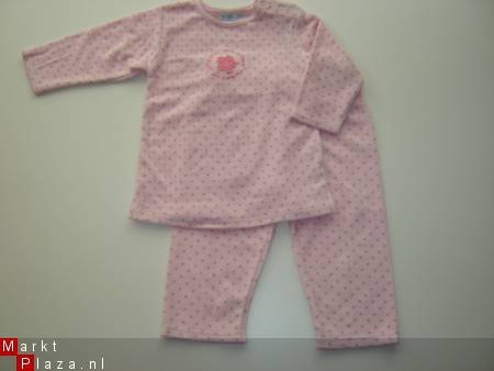 NIEUWE Badstof PYJAMA stippeltjes roze maat 74 of 80 - 1